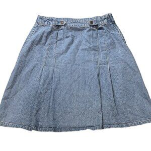 Vtg Bill Blass Blue Denim Skirt Womens 12 Pleated Short Above-Knee A-Line Y2K